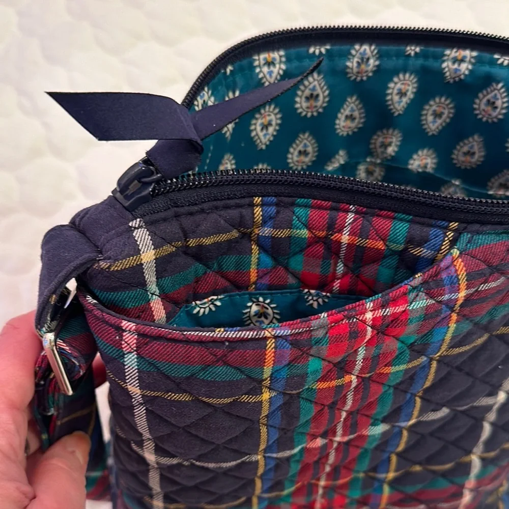 Vera Bradley Plaid Shoulder Bag - Navy, Red, Green - Picture 6 of 6